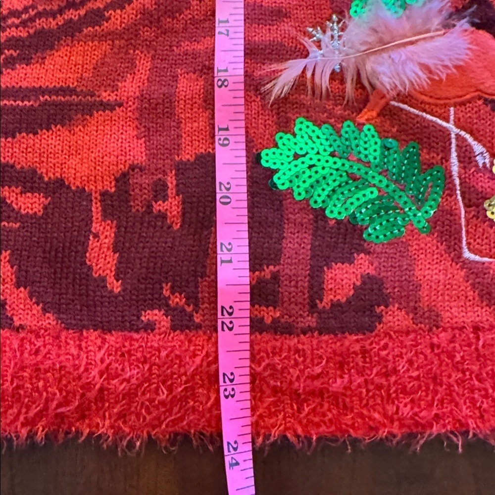 32 Degrees Ugly Sweater Holiday Tropical Flamingo Themed Textured Sweater - Picture 8 of 11